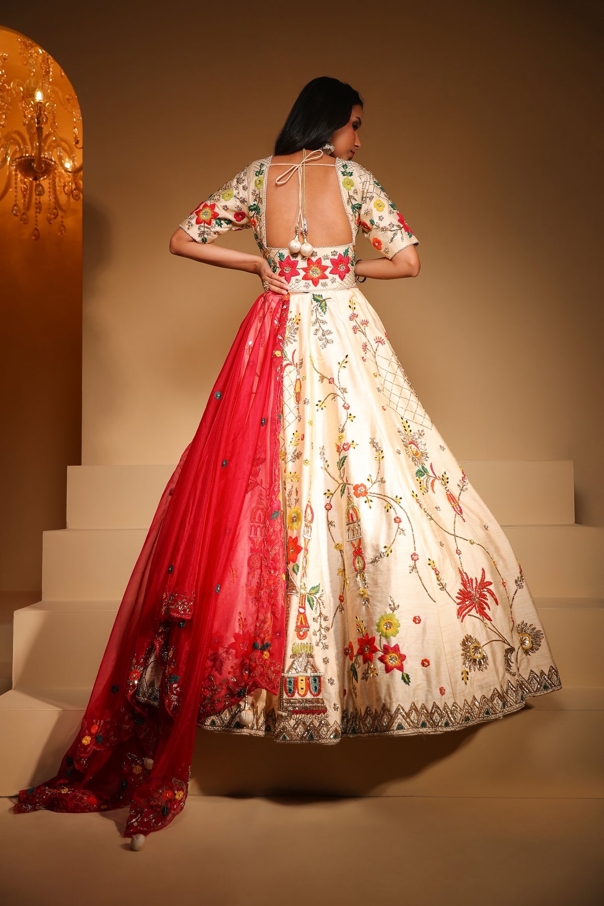 Adorable White Color Floral Motif Lehenga