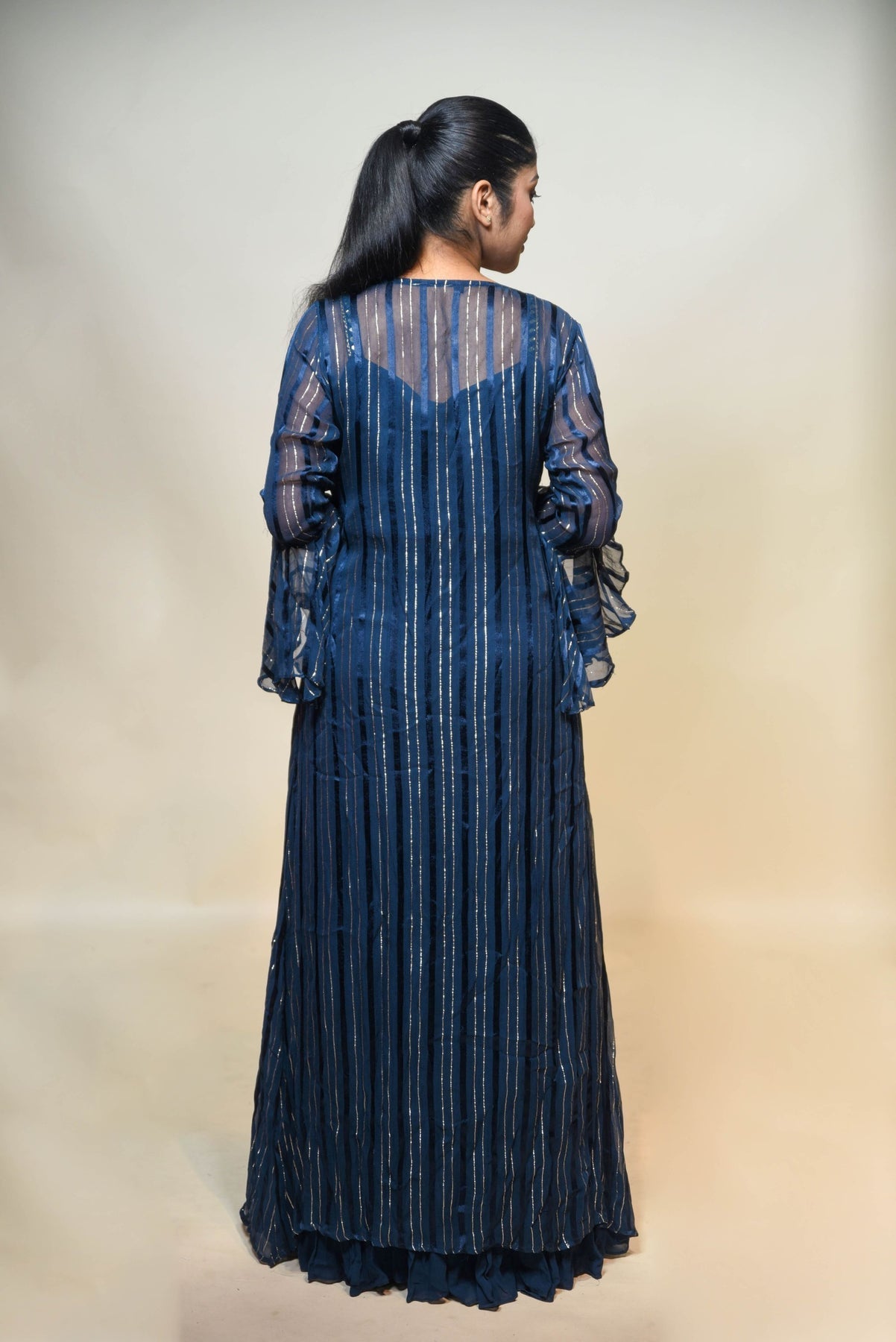 classic royal blue floral motif sharara set