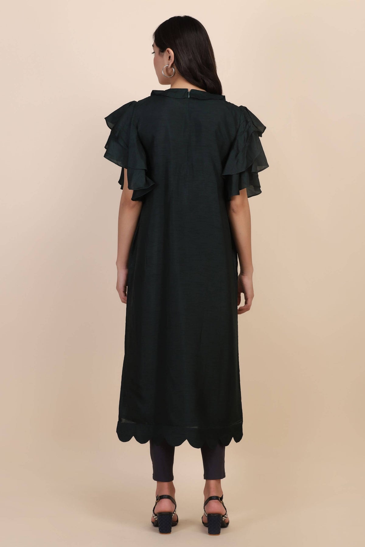 DARK Green Kurti with embellishments