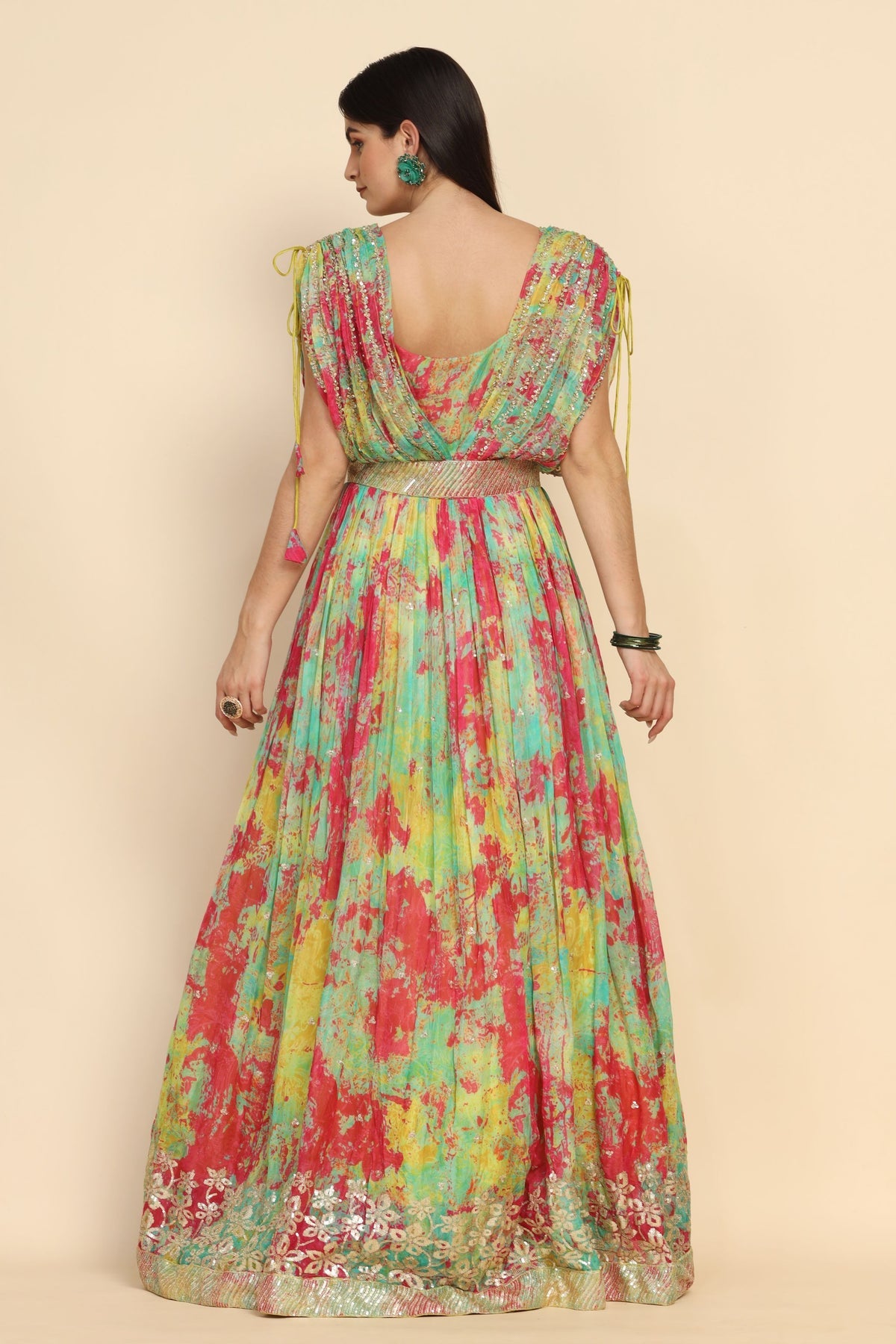 classic multi color printed dress