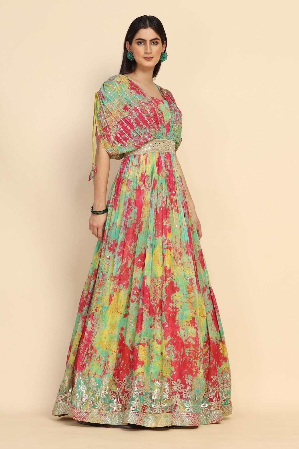 classic multi color printed dress