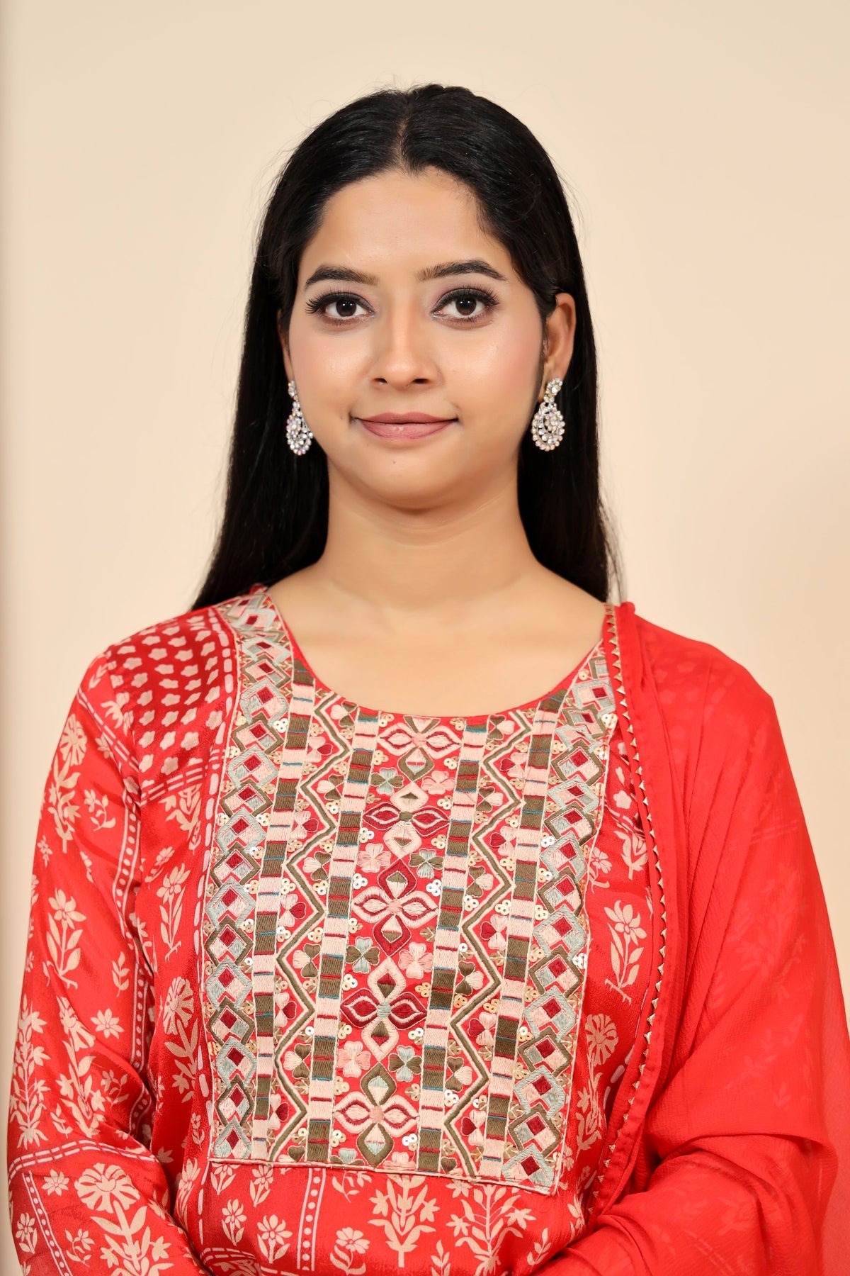 Classic Red Colour Floral Motif Sharara Set