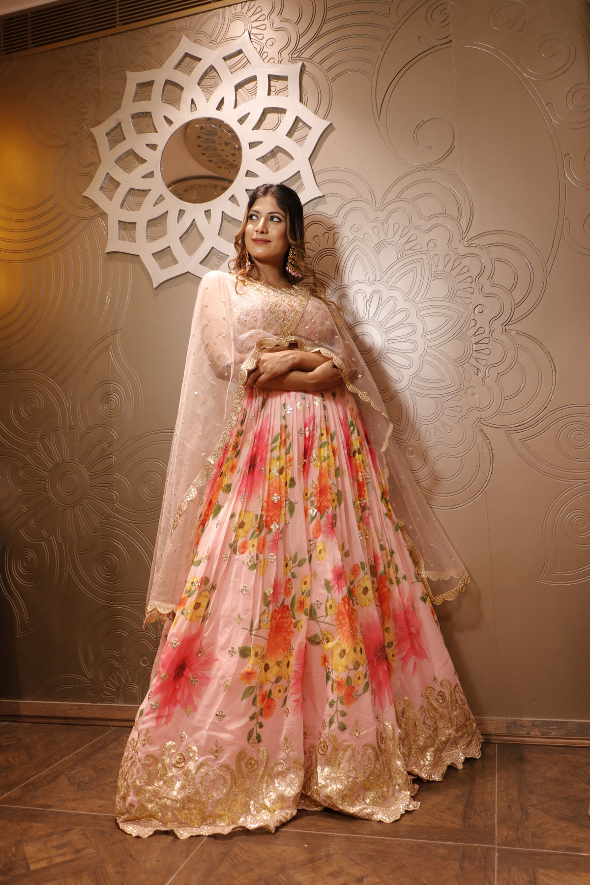 Blossoming Beauty - Pink Floral Lehenga for the Modern Woman