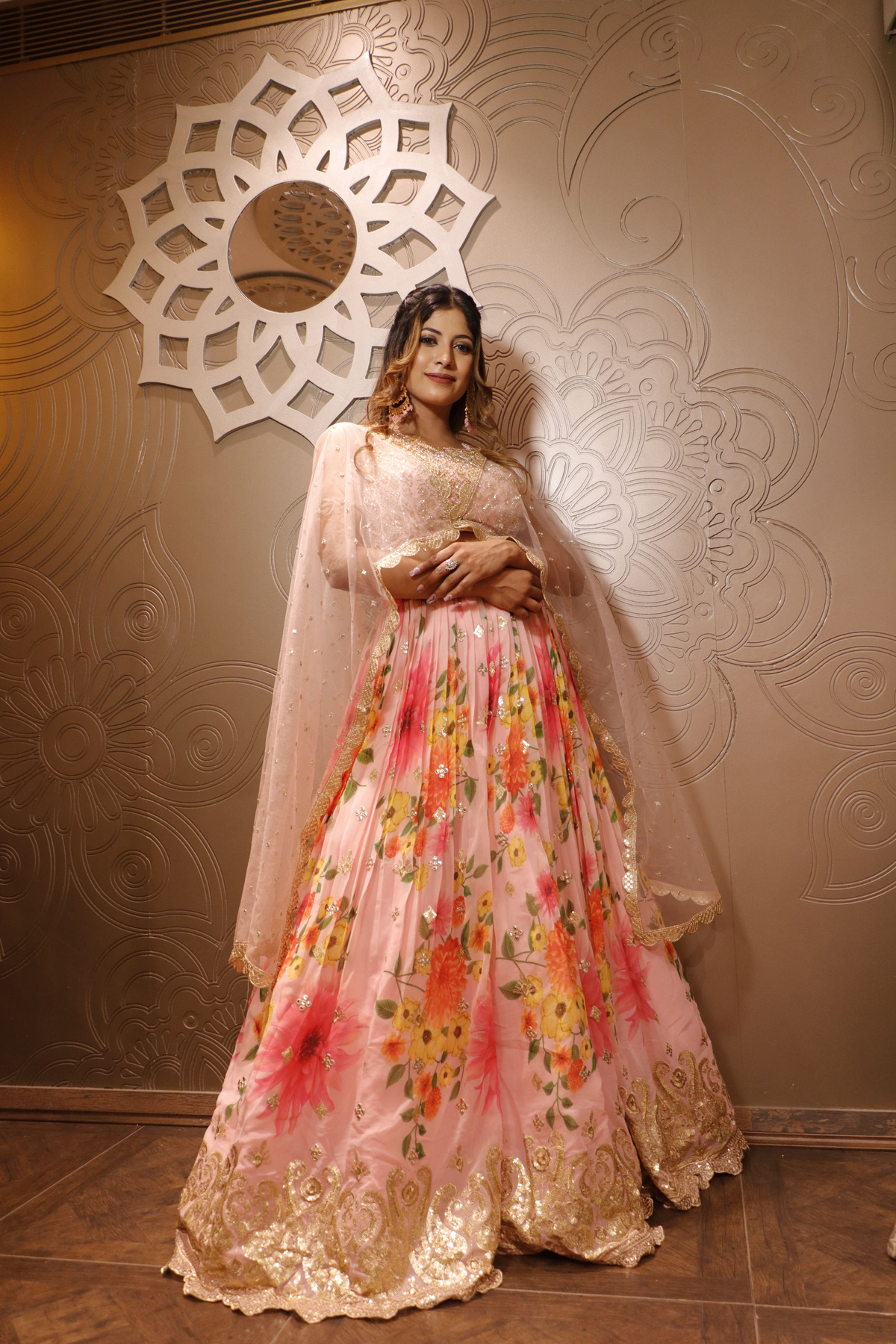 Blossoming Beauty - Pink Floral Lehenga for the Modern Woman