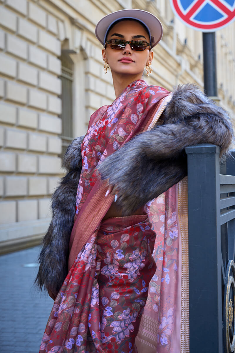 Petrichor Purple Organza Silk Saree With Sumptuous Blouse Piece