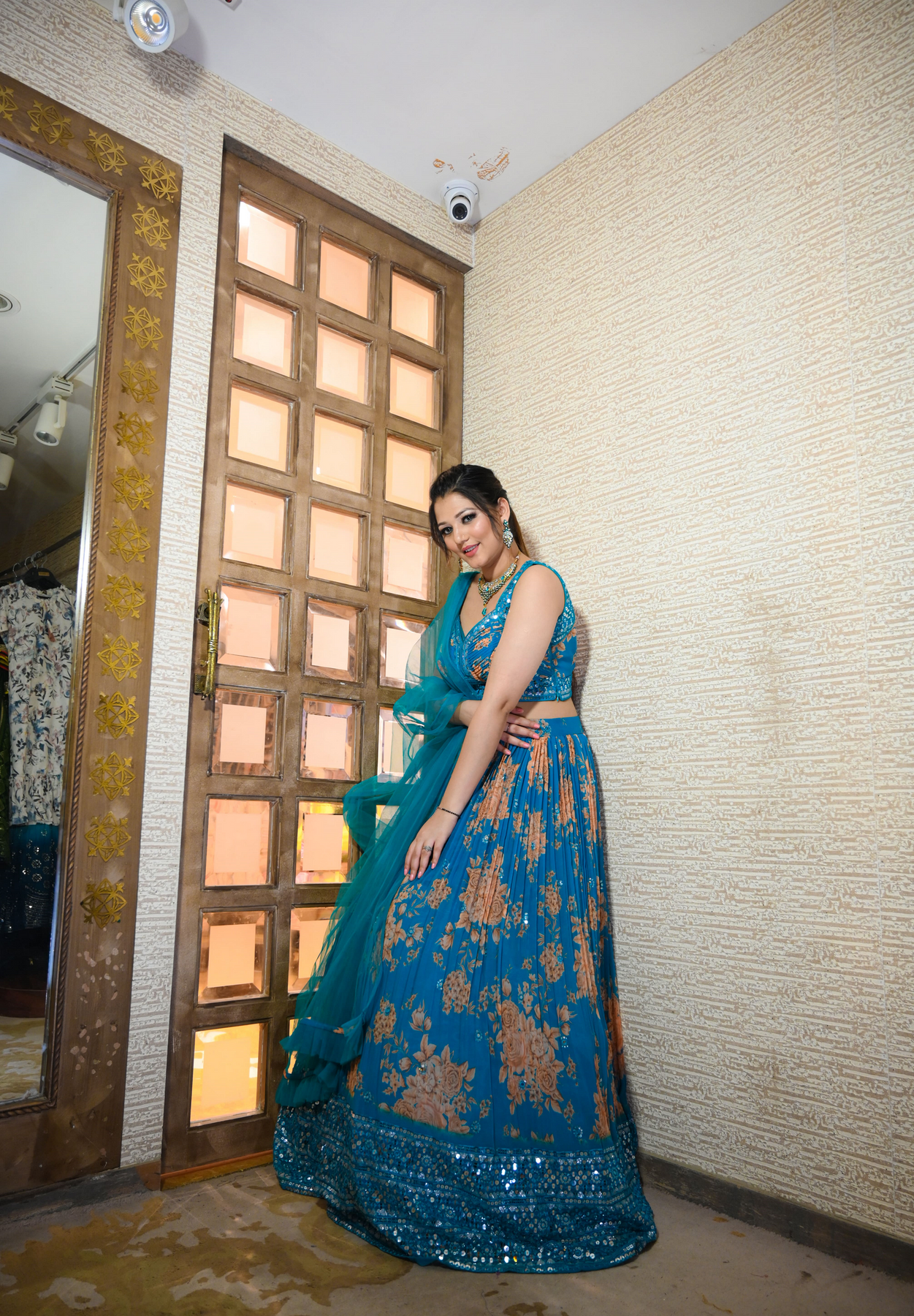 Dazzling Blue Floral Printed Lehenga - Elevate Your Ethnic Style