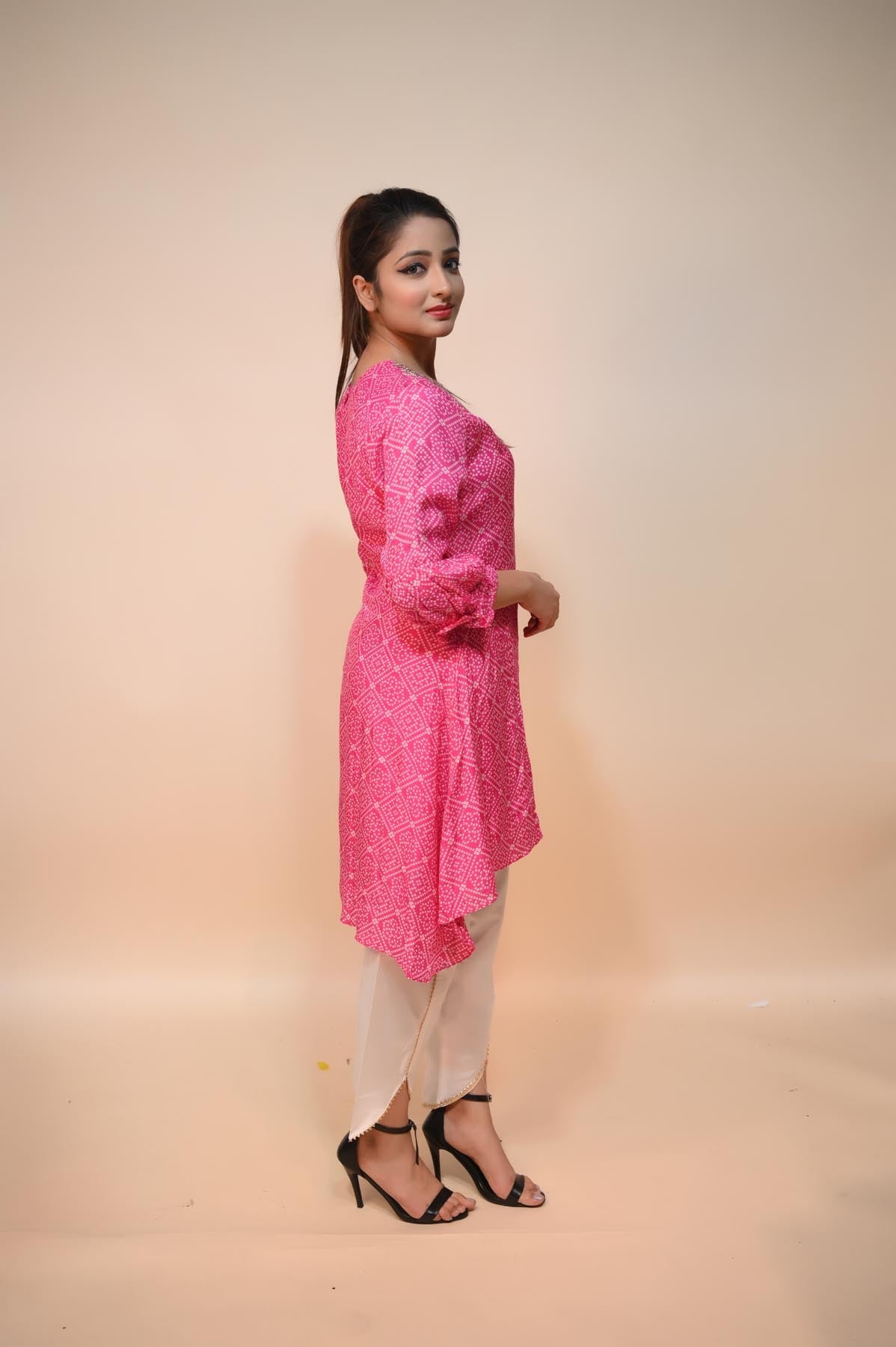 Enchanting Pink and White Cotton Silk Dress: Intricate Cut Dana, Shimmering Sequins, Zari, and Delicate Moti
