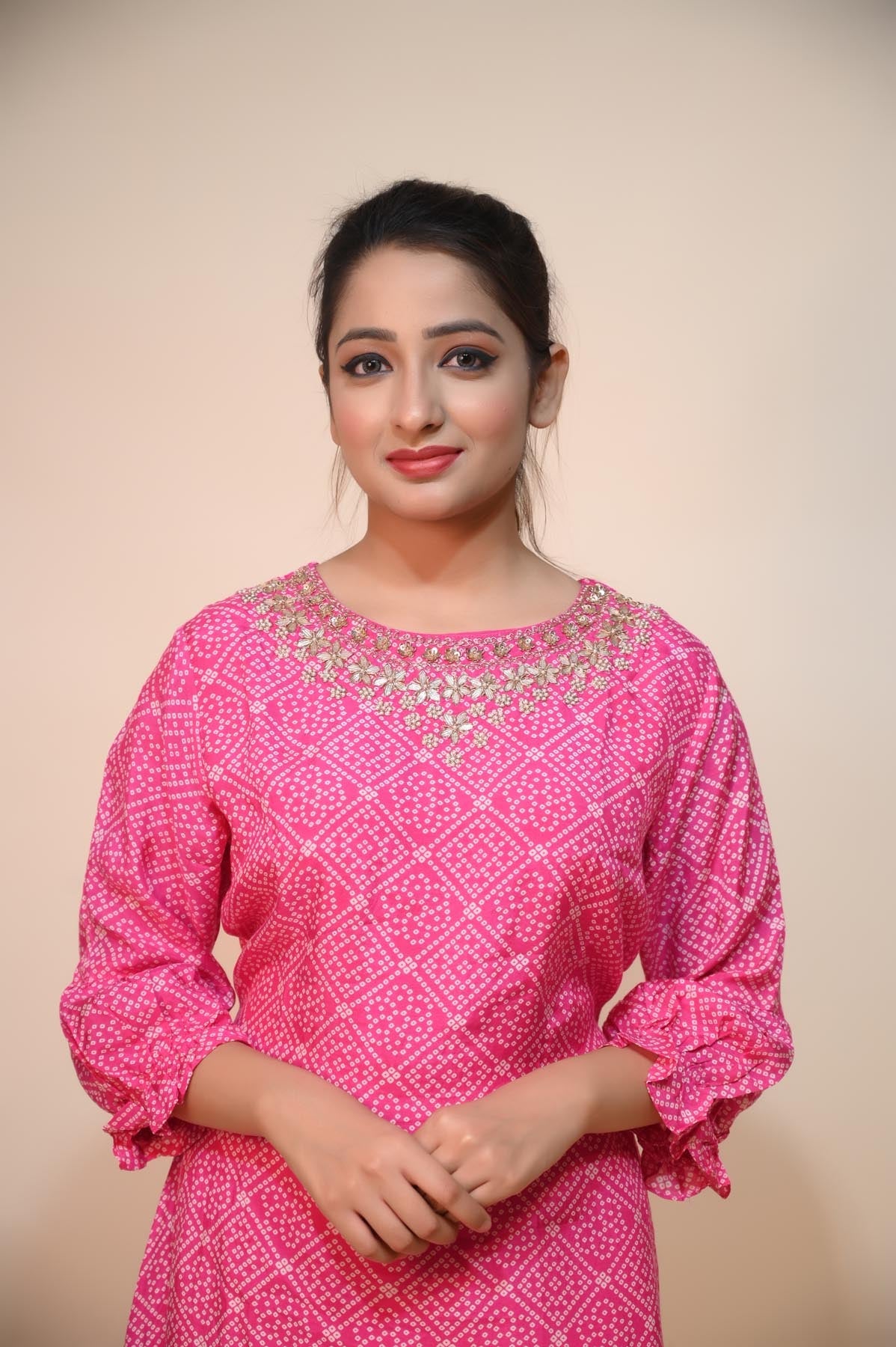 Enchanting Pink and White Cotton Silk Dress: Intricate Cut Dana, Shimmering Sequins, Zari, and Delicate Moti