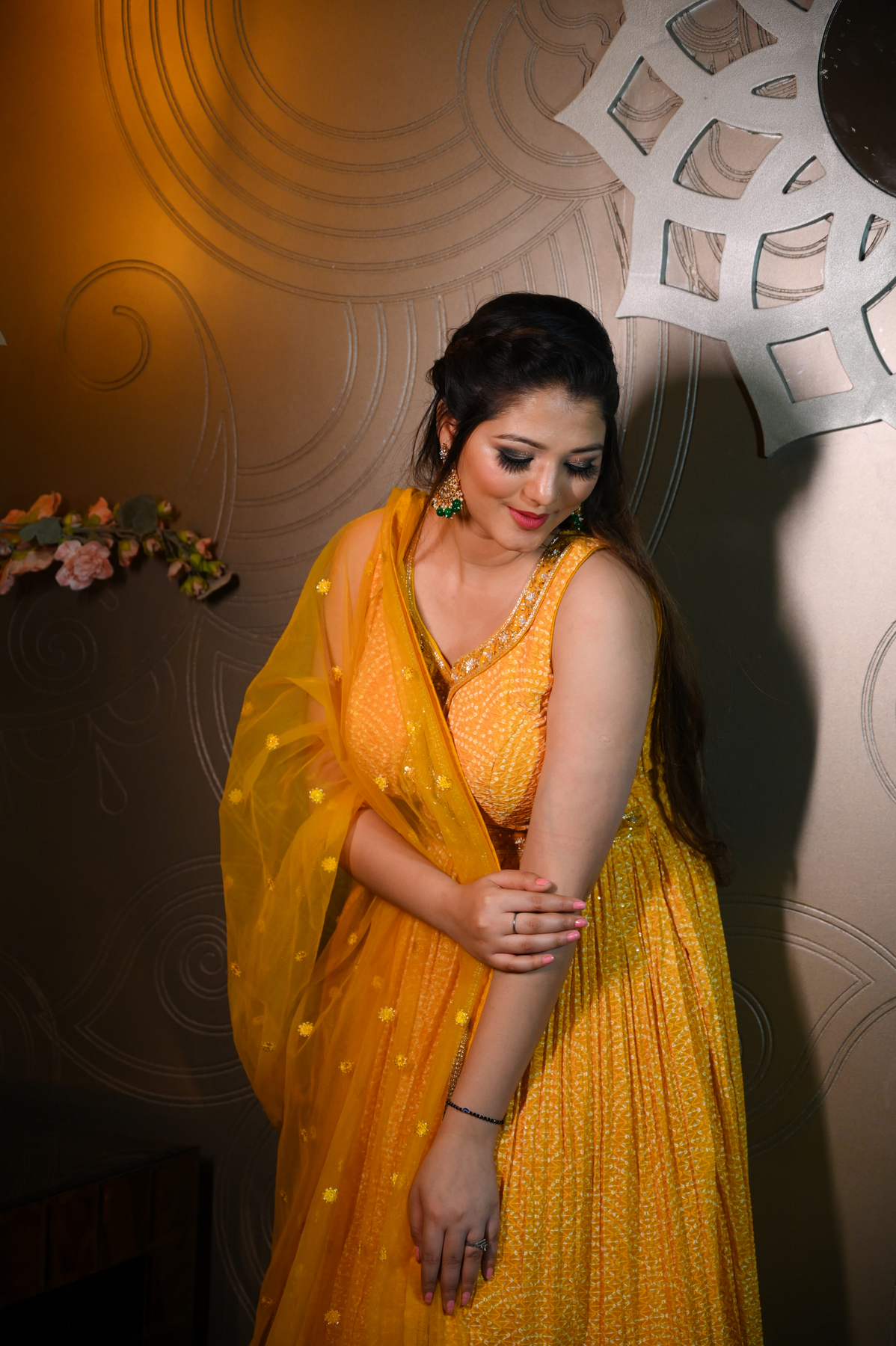 Trendy Yellow Color Bandhej Dress