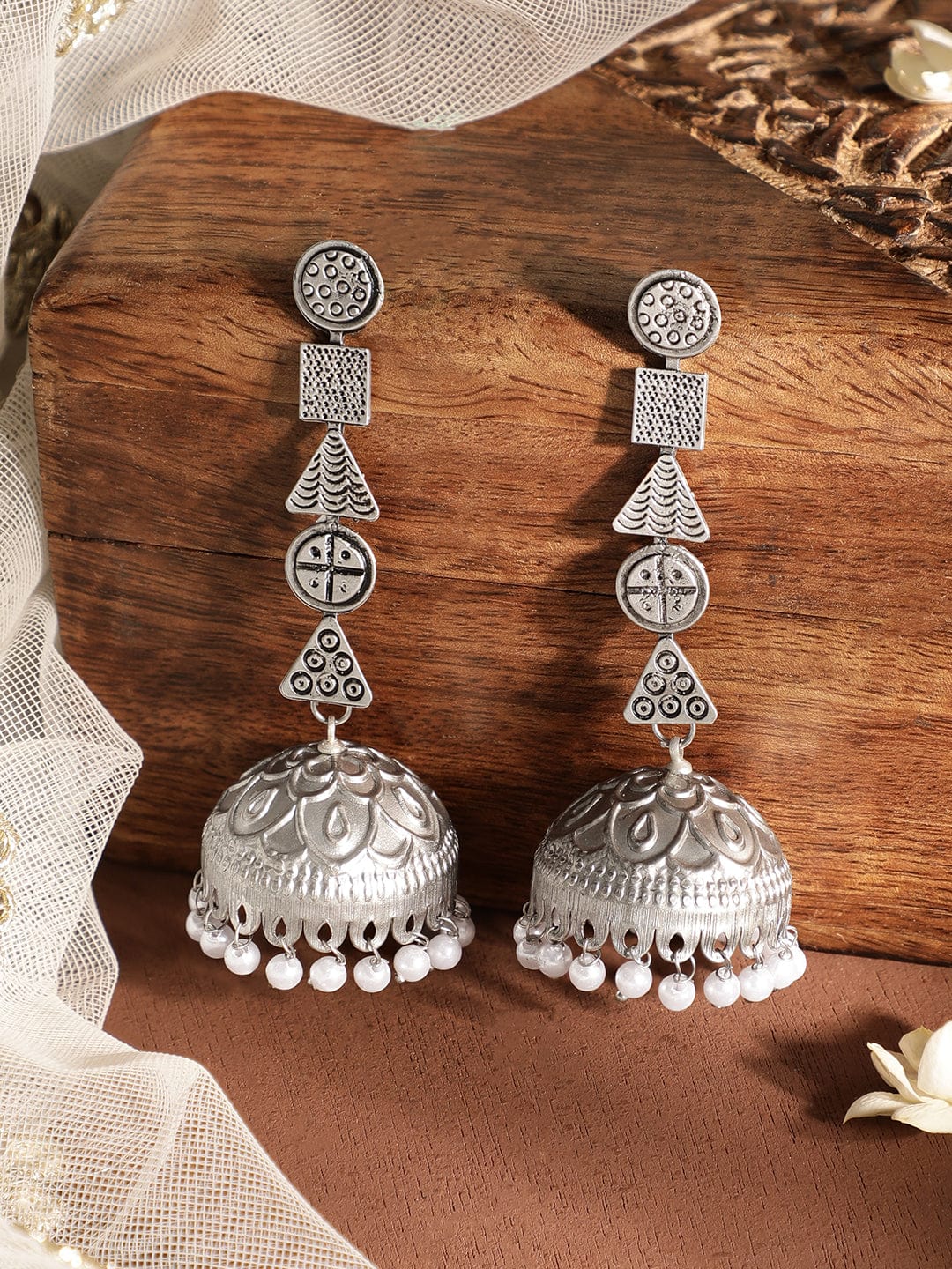 Boho Elegance Oxidized Jhumka Earrings for Artistic Style