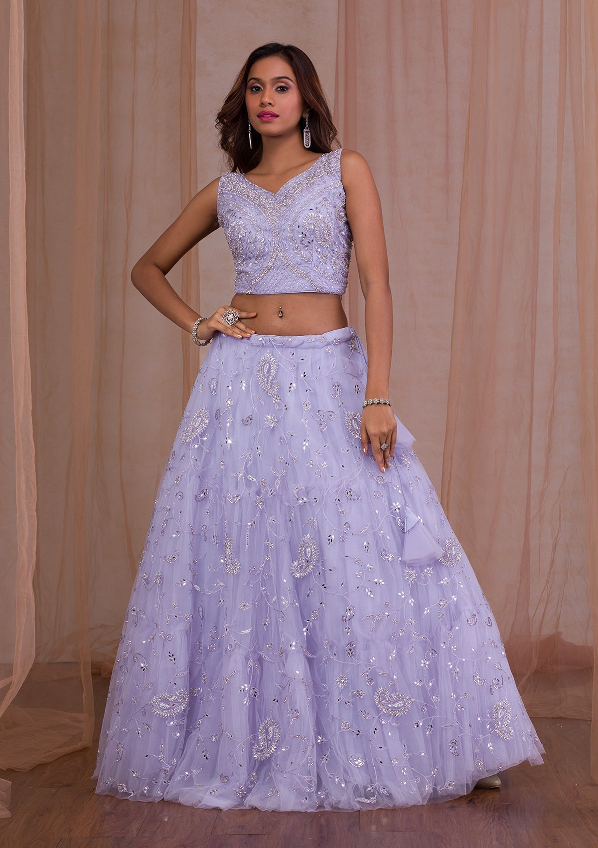 Mirrorwork Net Readymade Lehenga