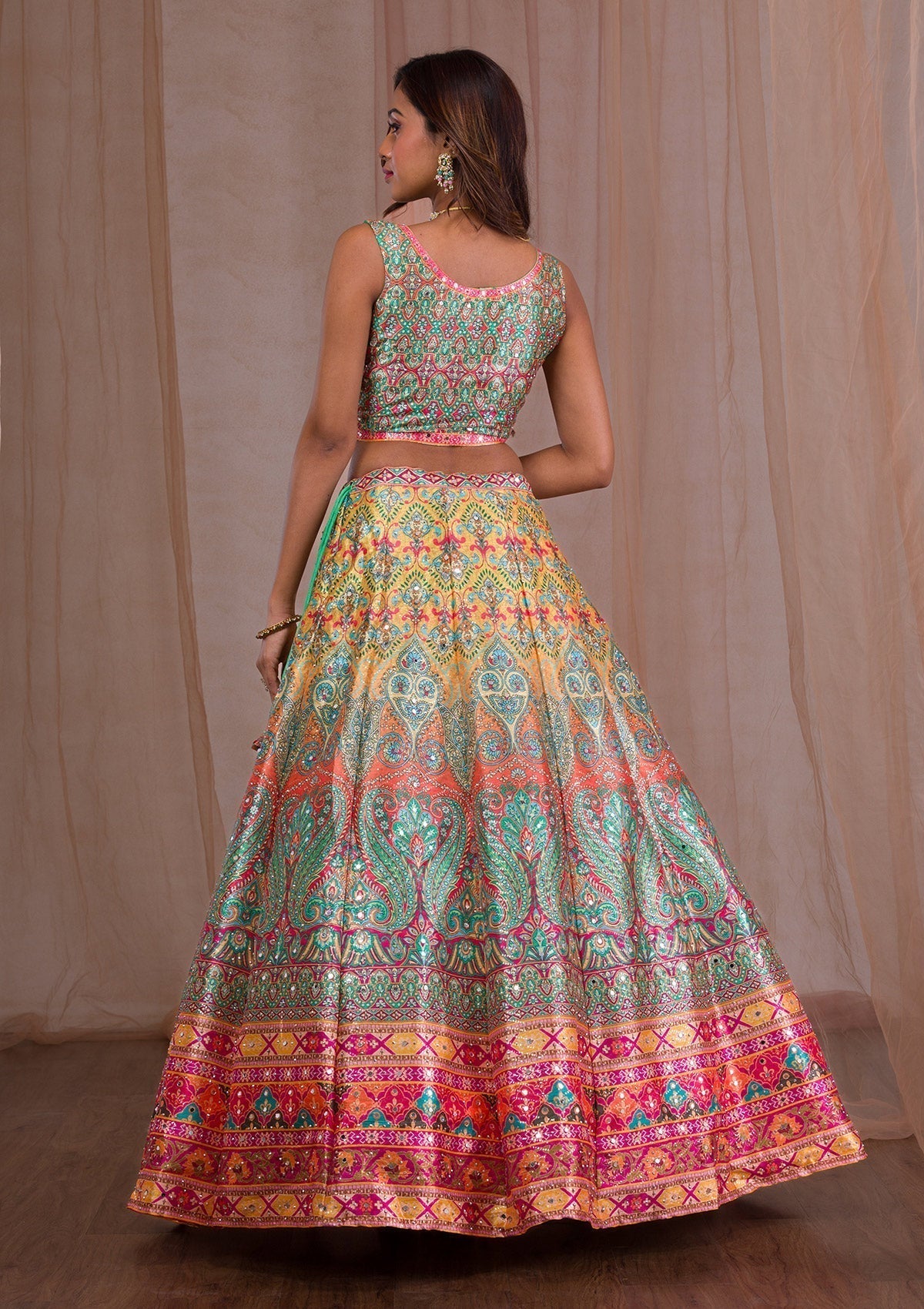 Multi Mirrorwork Banarasi Readymade Lehenga
