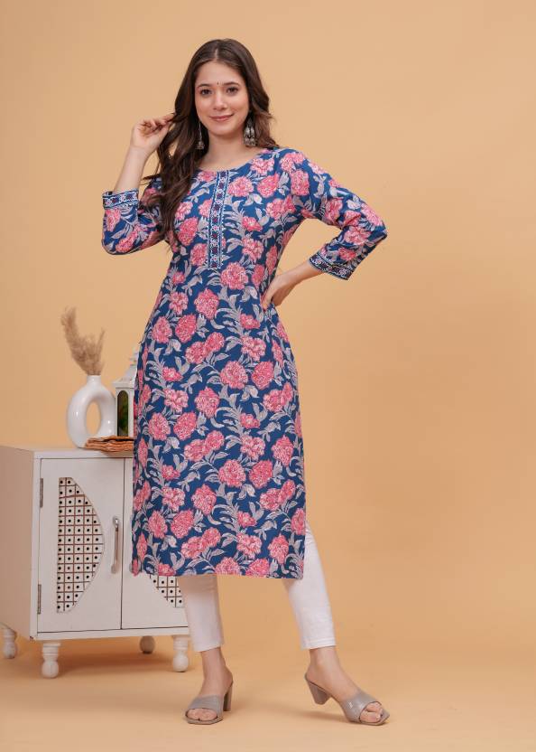 Women Self Design Viscose Rayon Straight Kurta