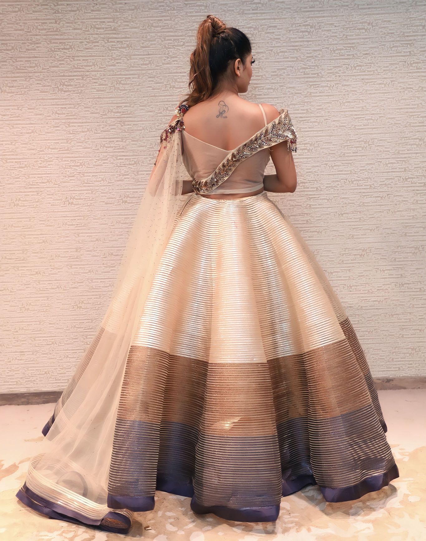 adorable beige color floral motif lehenga set
