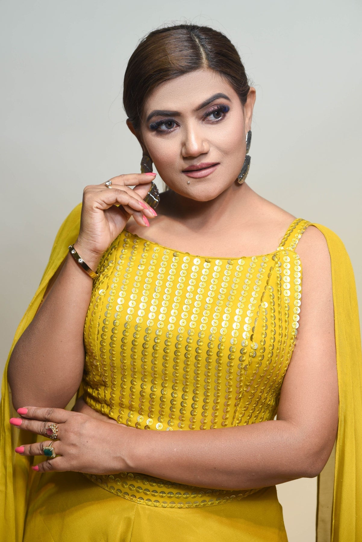 classic yellow color geomatical motif style dress