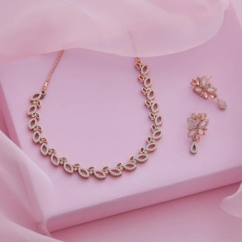 Brass Gold-plated Rose Gold Jewel Set