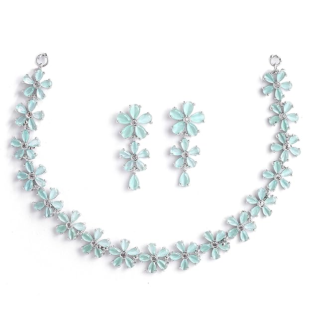 American Diamond Studded Flower Shaped Jewellery