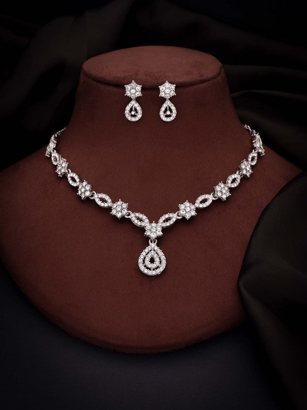 Brass Gold-plated Silver, White Jewel Set