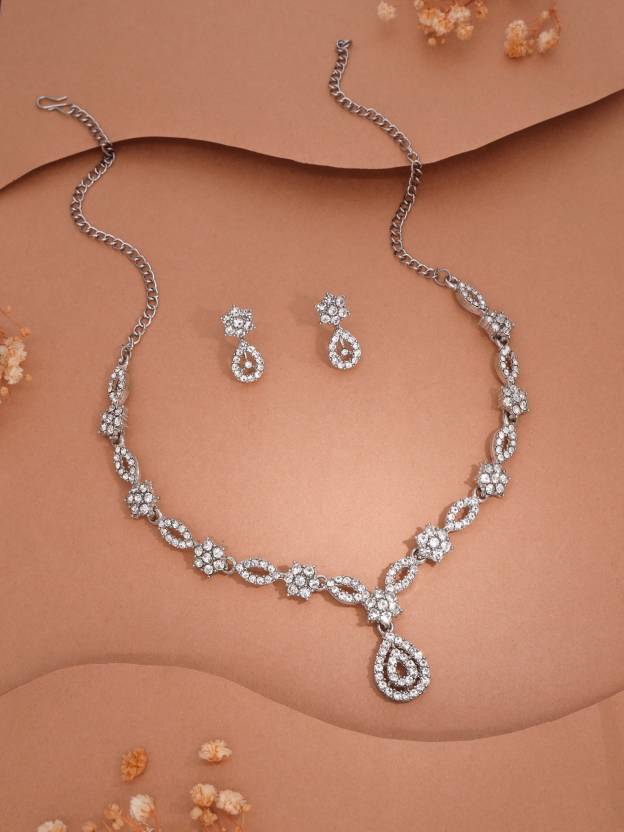 Brass Gold-plated Silver, White Jewel Set