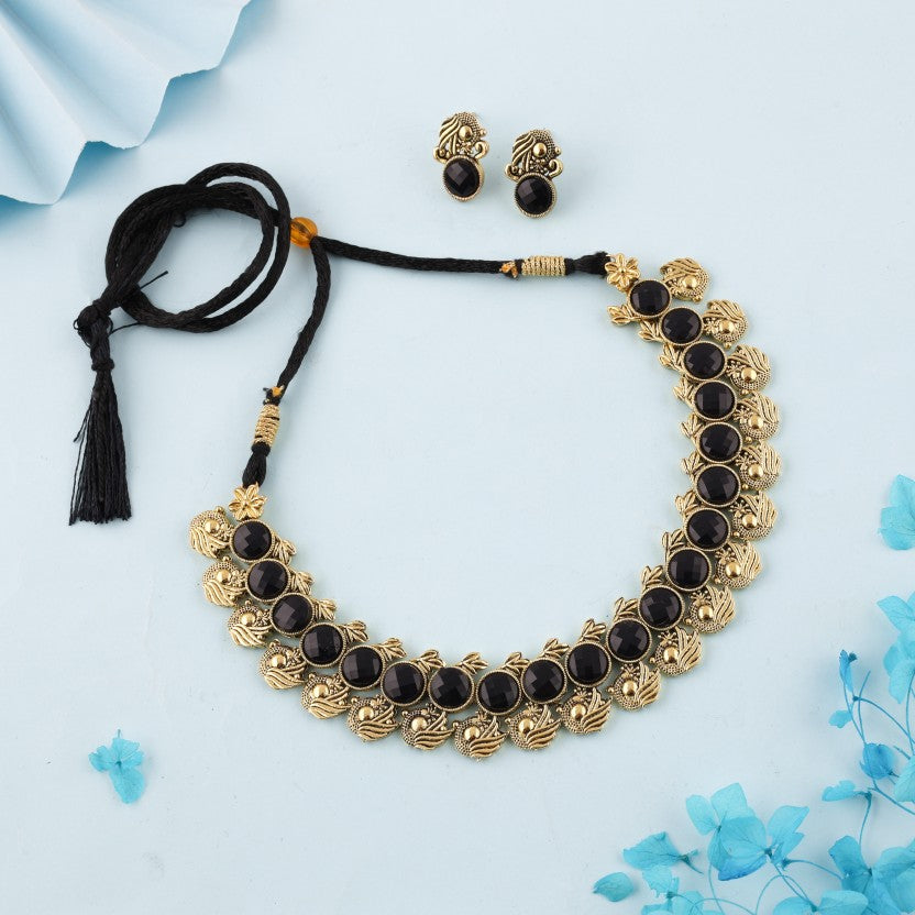 Brass Silver Gold, Black Jewel Set