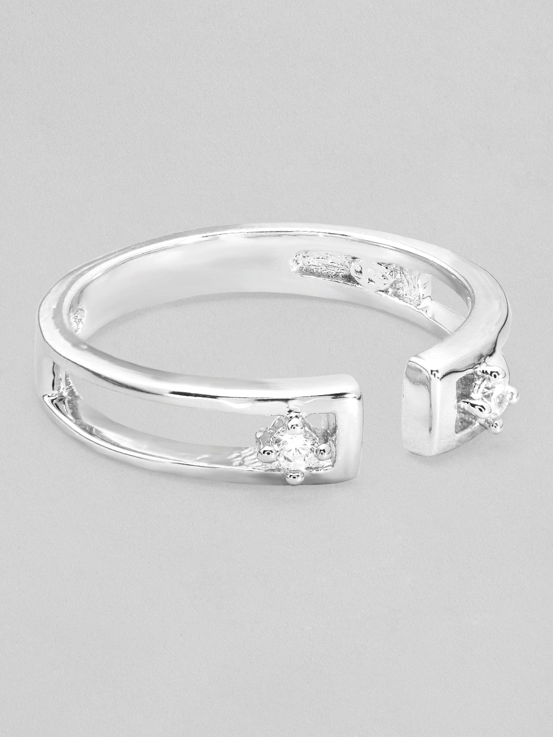 Silver Enclosed Zirconia Elegant Adjustable Ring