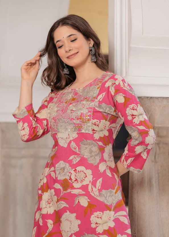 Women Printed Viscose Rayon Straight Kurta