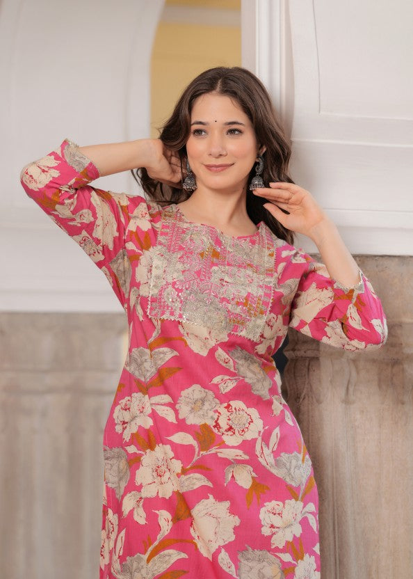 Women Printed Viscose Rayon Straight Kurta