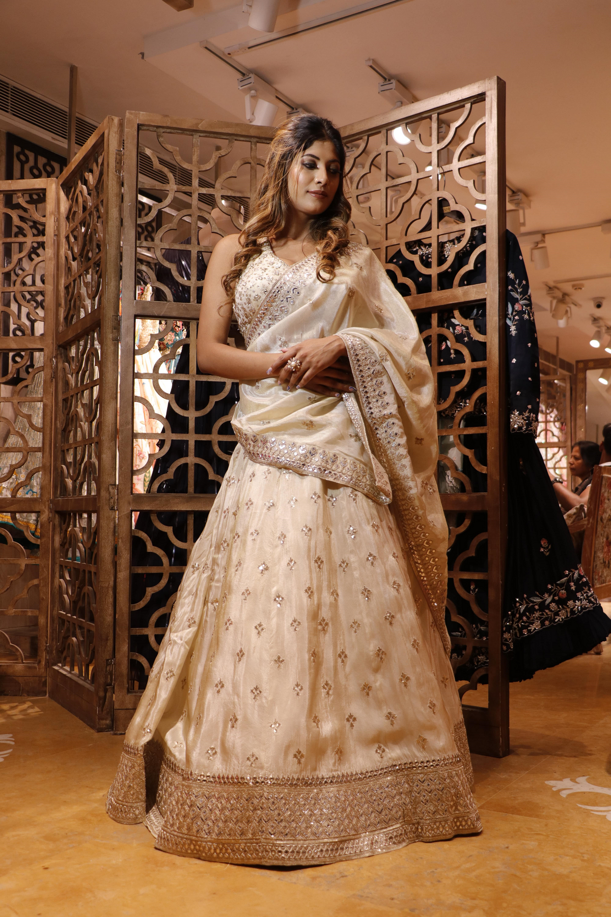Stunning Cream Floral Lehenga - Perfect for Weddings and Parties