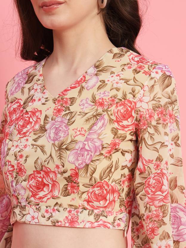 Casual Flared Sleeves Self Design Women Multicolor Top