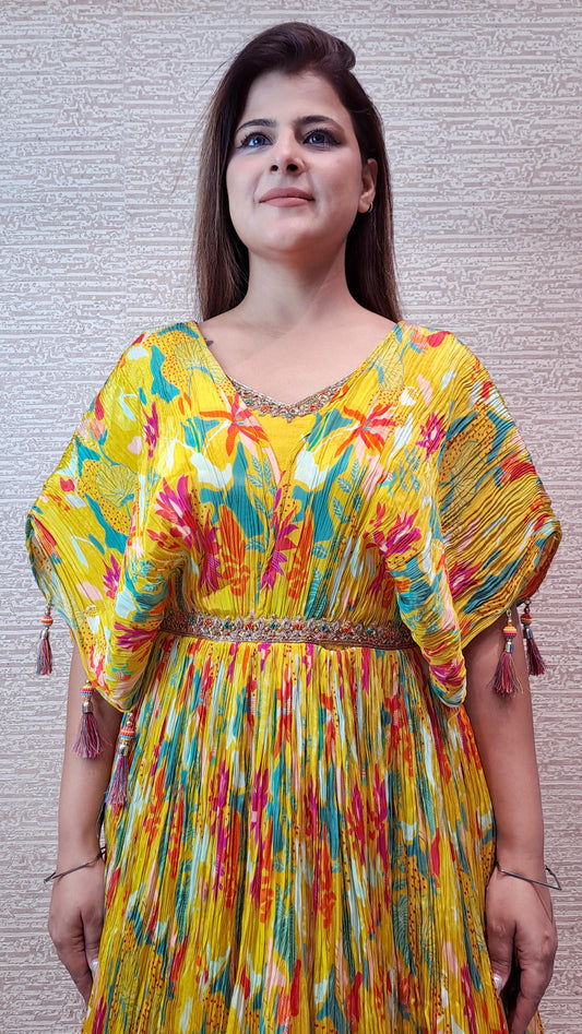 Floral Pleated Anarkali In Vibrant Hues