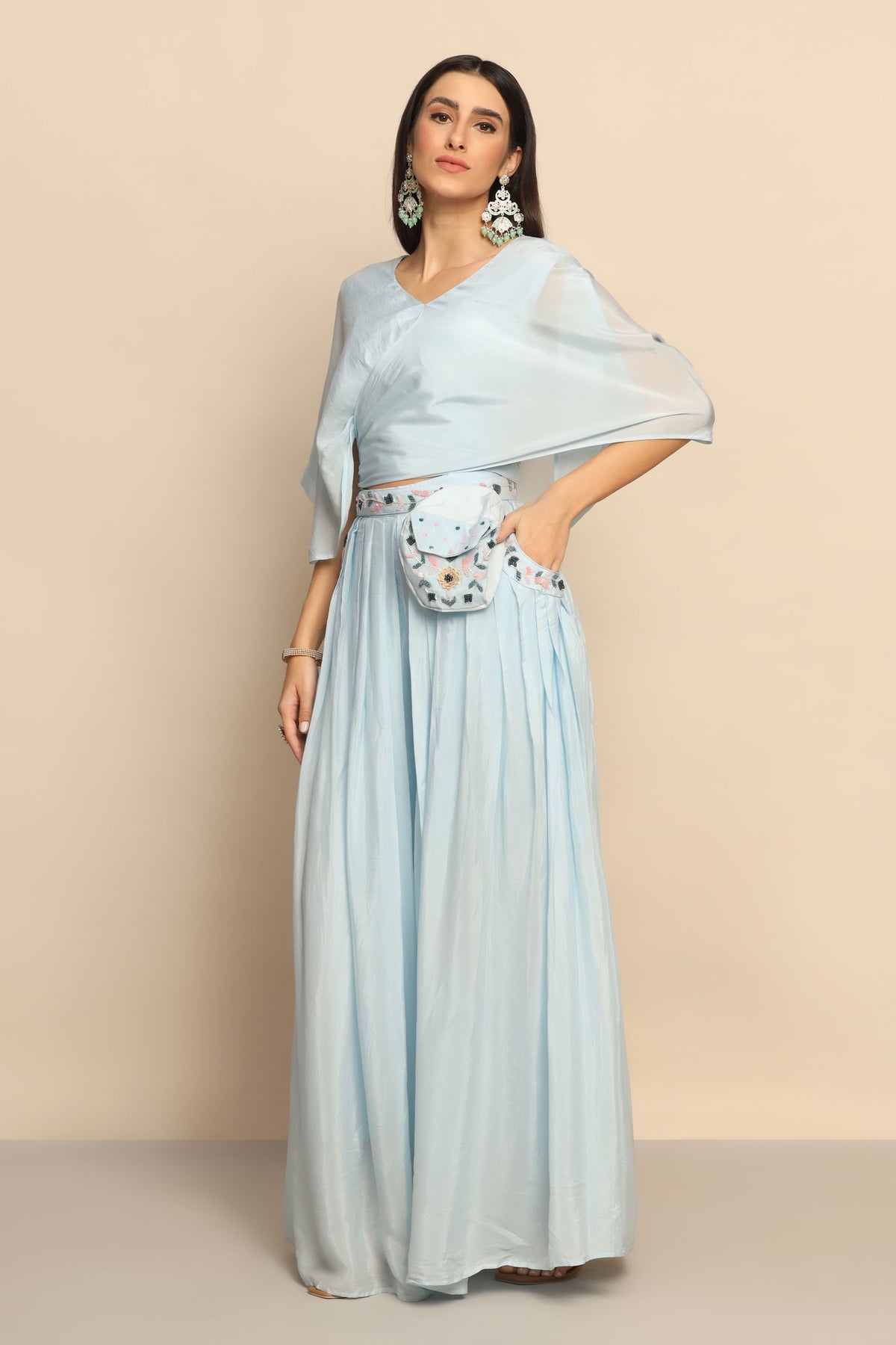 Enchanting Light Blue Dress with Poth and Sequin