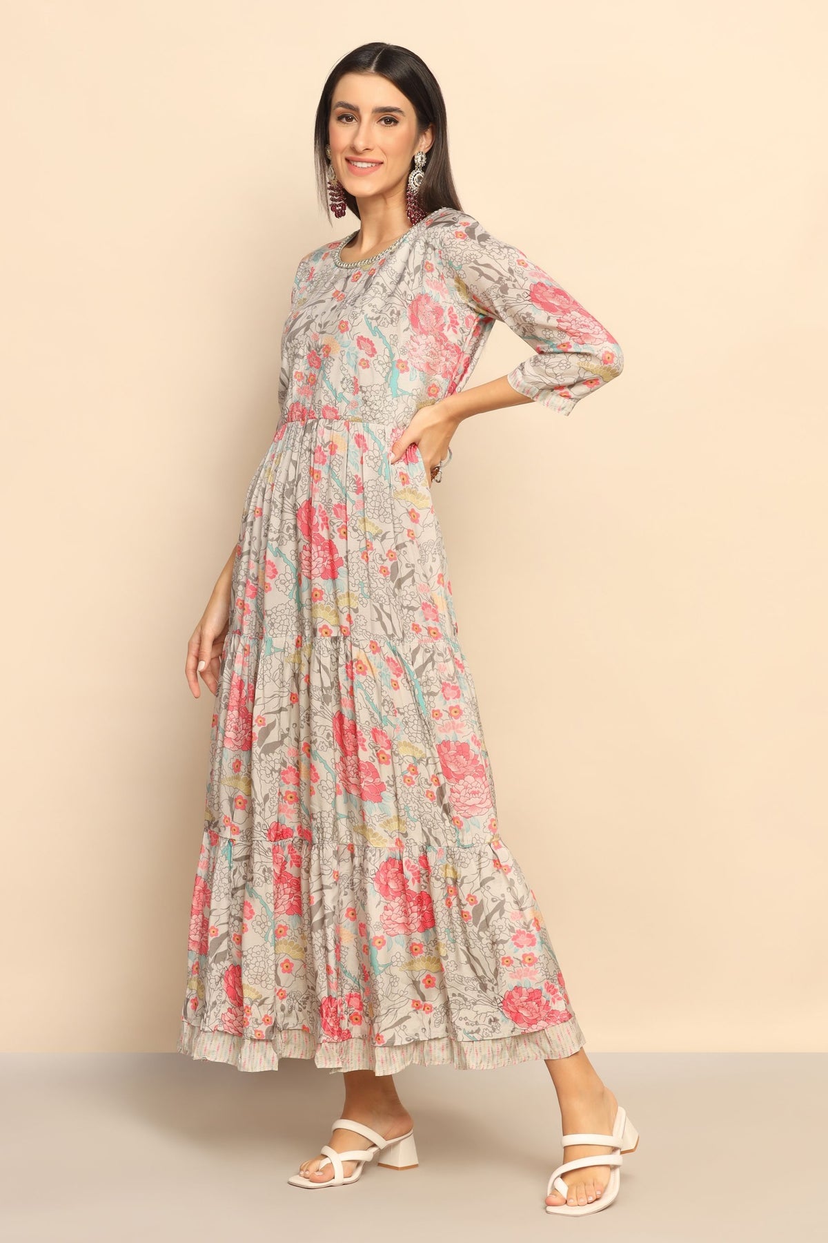 Mesmerizing Multi-colored Dress with Foil Mirror