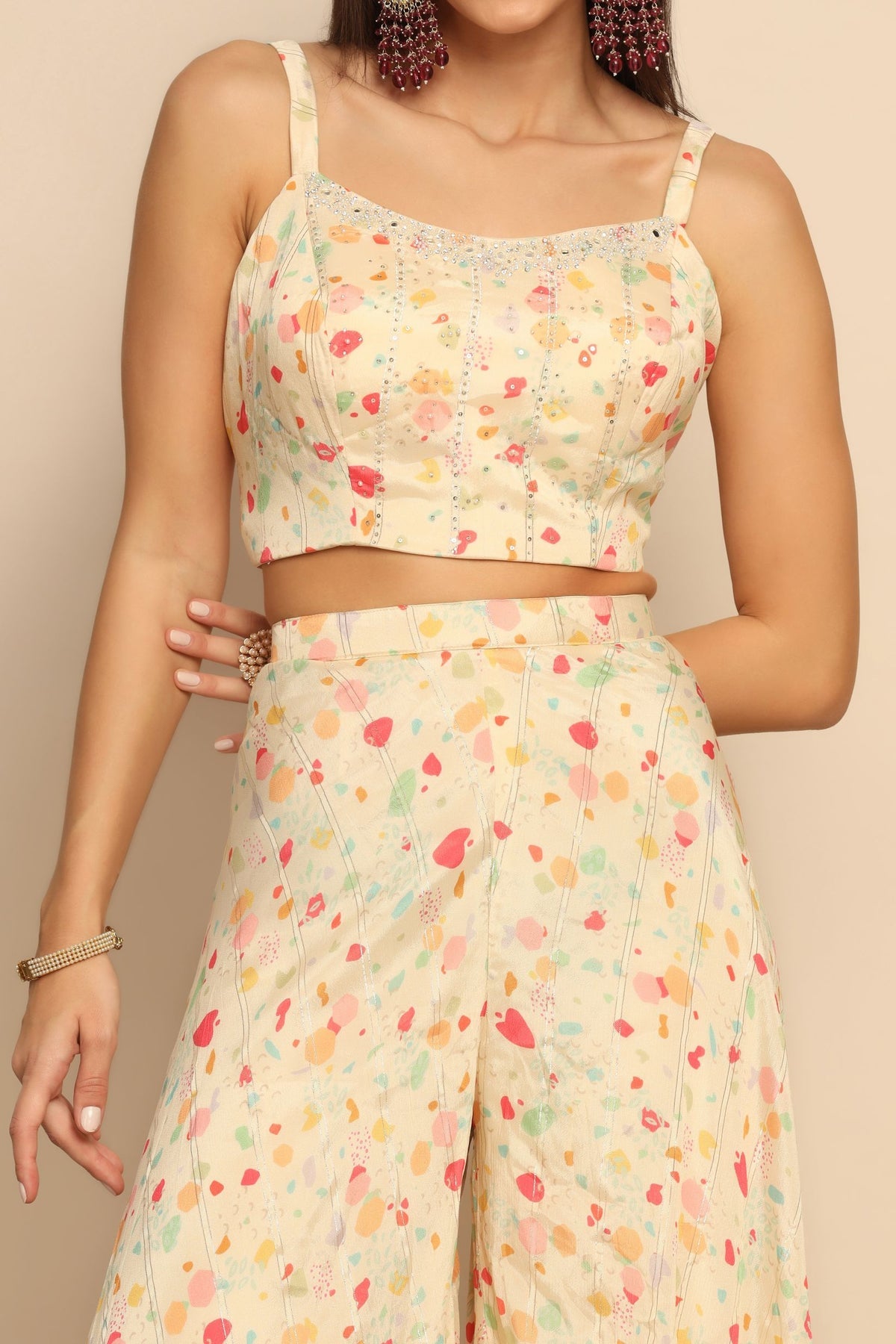 Enchanting Cream Dress with Sequins and Beads - Radiate Glamour