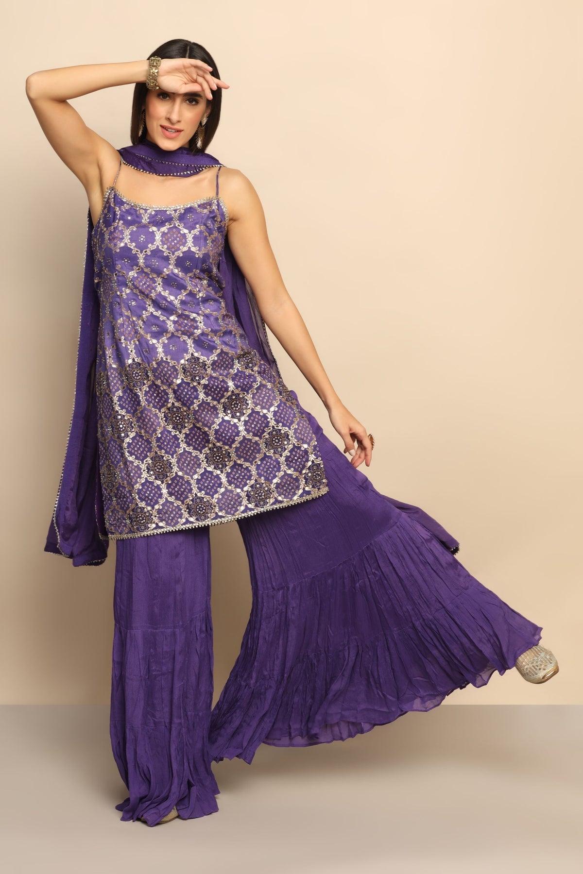 Elegant Purple Dress with Weaving Lace - Embrace Timeless Beauty