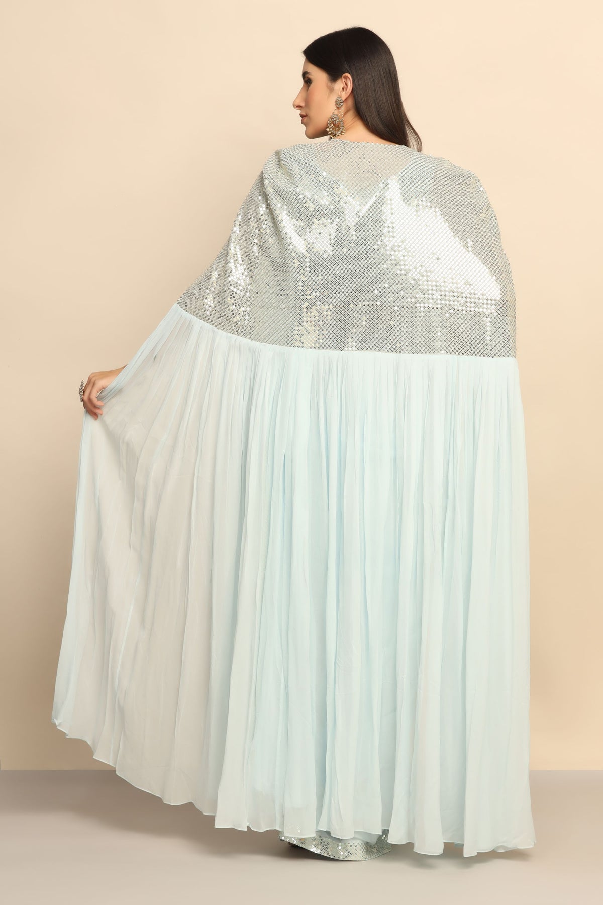 Captivating Sky Blue Dress with Sparkling Sequins - Embrace Glamour and Elegance