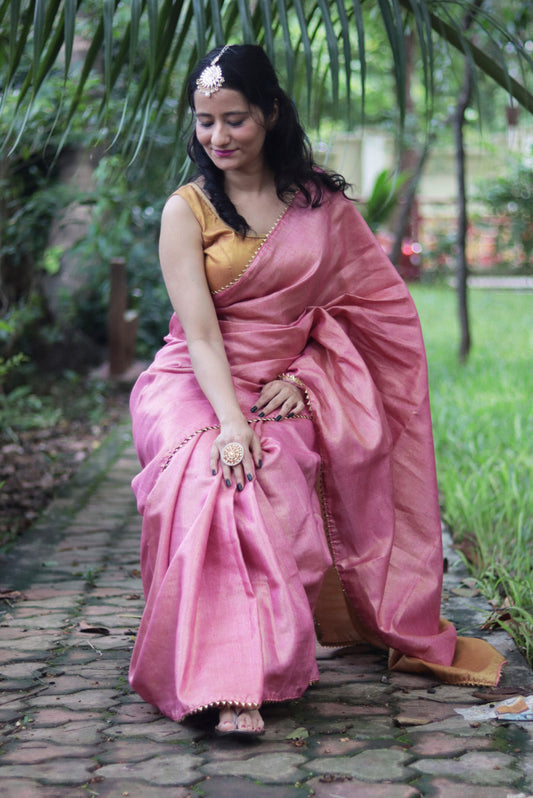 Zari Linen Gotta Lace Saree  The Queen's Tiara (SAREE)