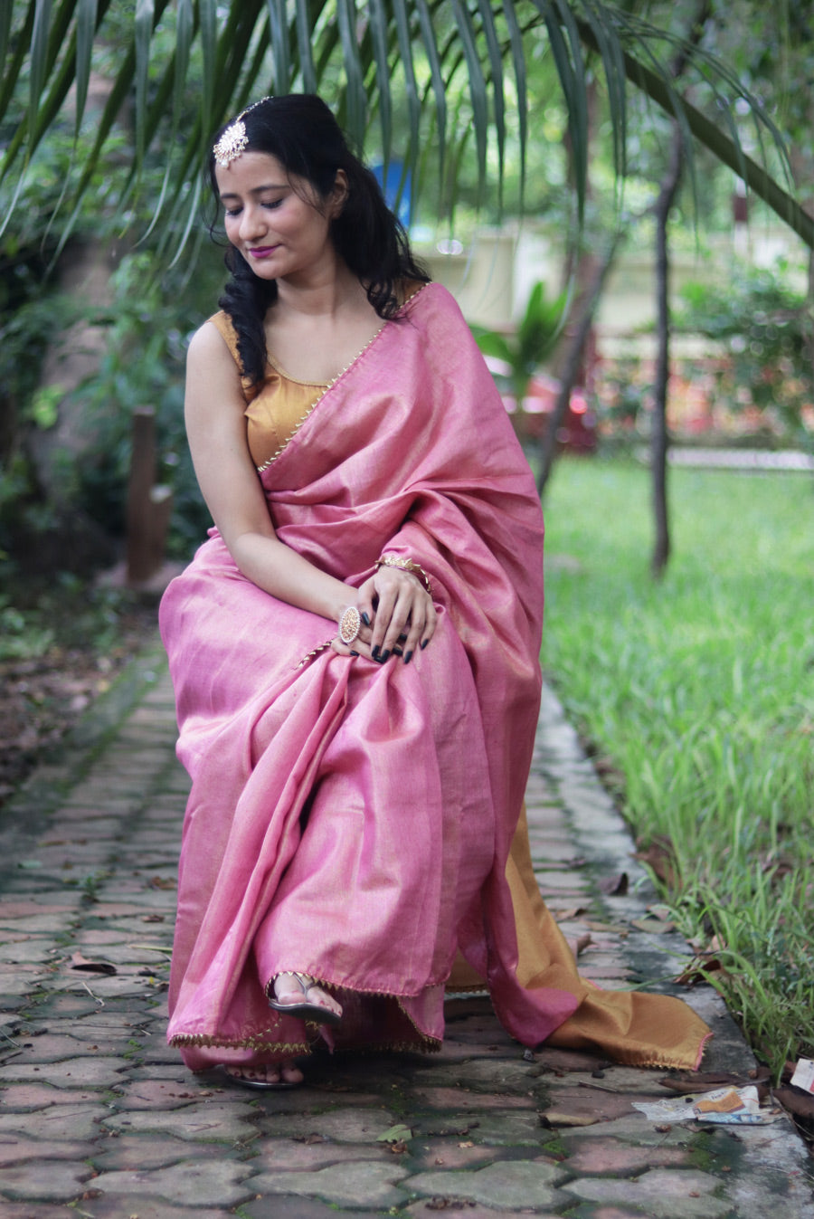 Zari Linen Gotta Lace Saree  The Queen's Tiara (SAREE)