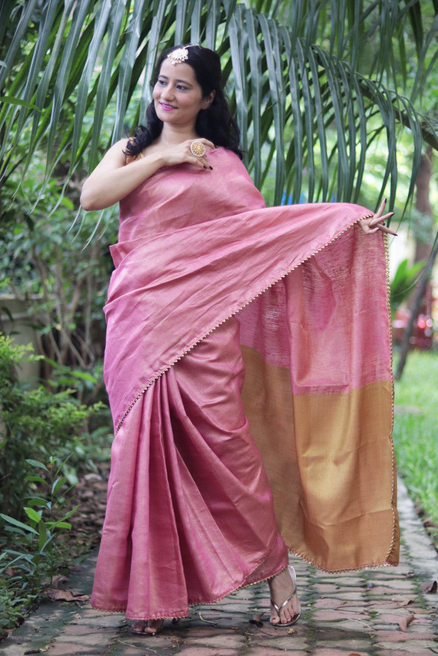 Zari Linen Gotta Lace Saree  The Queen's Tiara (SAREE)