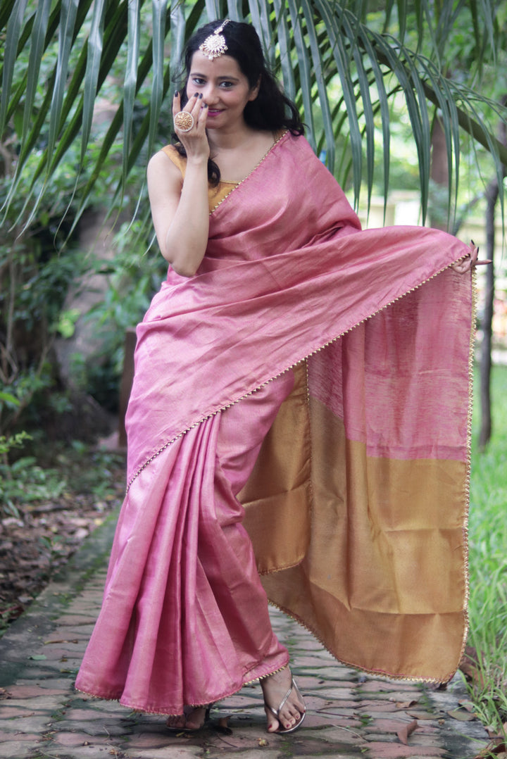 Zari Linen Gotta Lace Saree  The Queen's Tiara (SAREE)