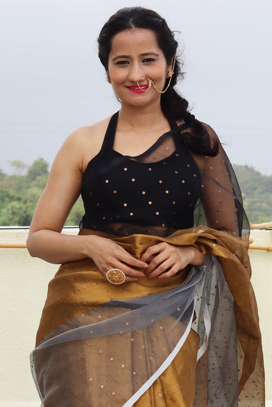 Muslin Silk Sequin Saree  Taara Mandal (SAREE)