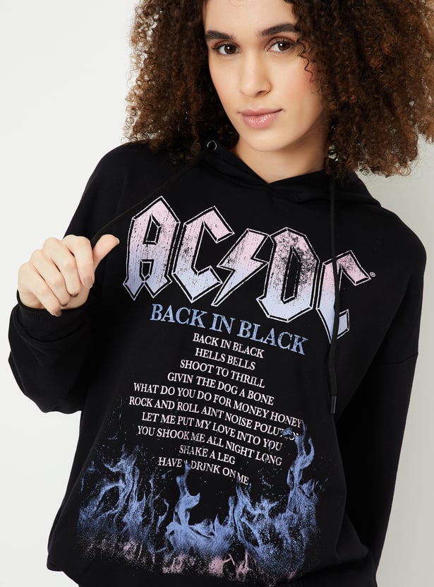 Women AC/DC Print Hooded Sweatshirt