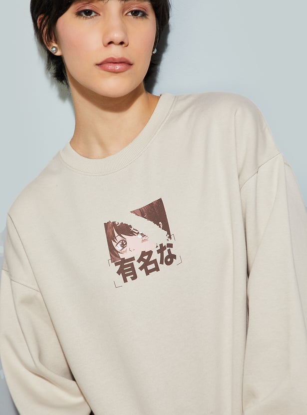 Oversized Back Printed Sweatshirt