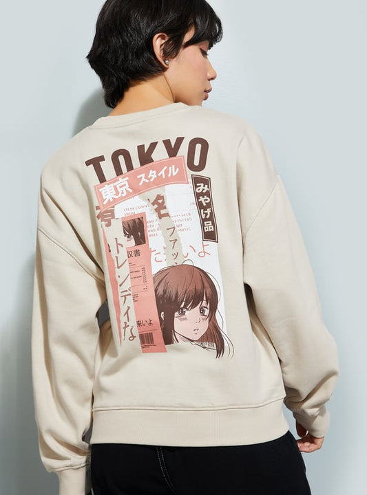 Oversized Back Printed Sweatshirt