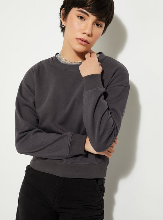 Women Solid Relaxed Fit Sweatshirt