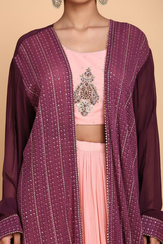 Beautiful Flamingo Pink Lehenga with Long Jacket