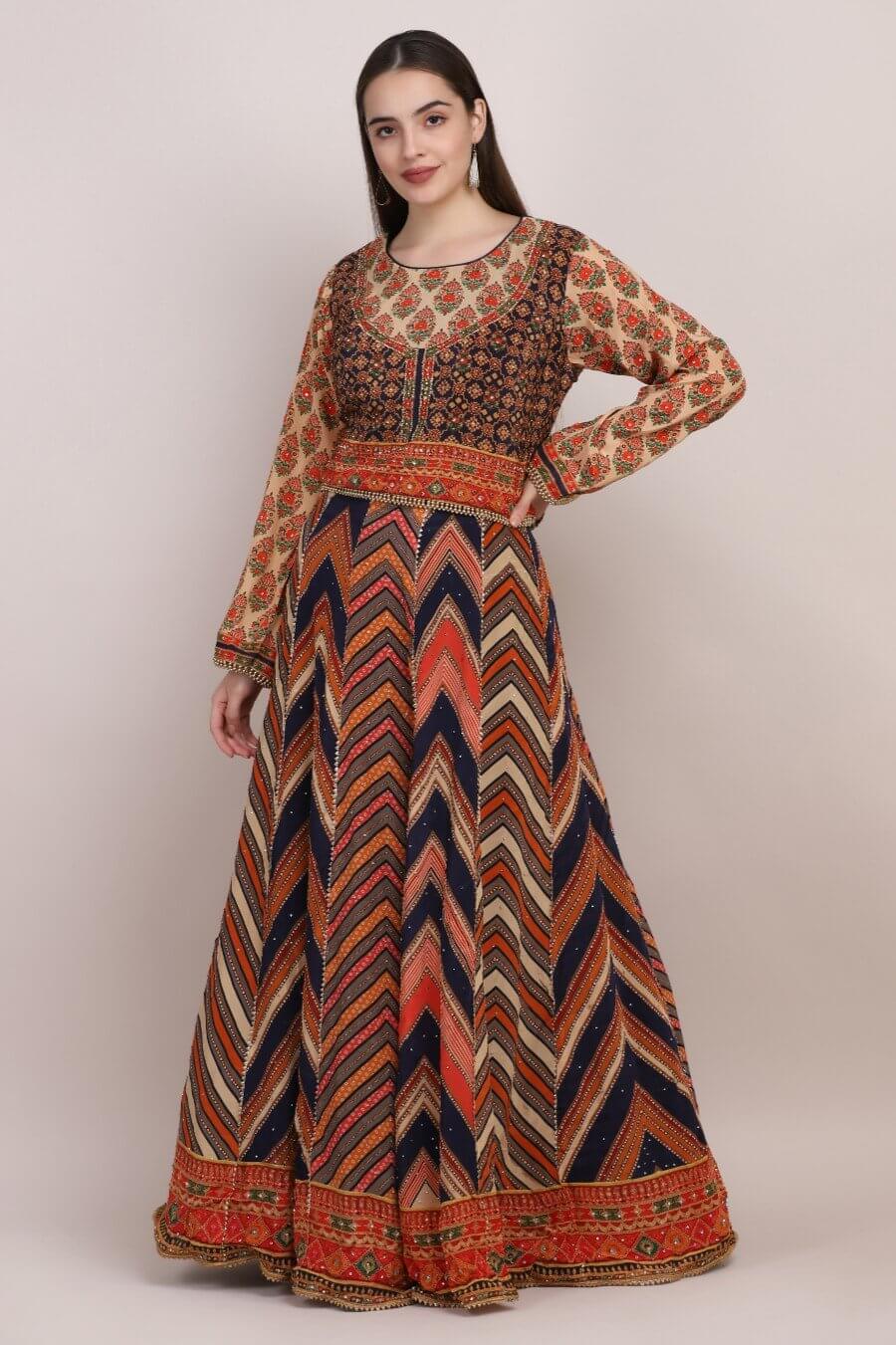 PRINTED LEHENGA WITH EMBELLISHMENTS AND BLOUSE