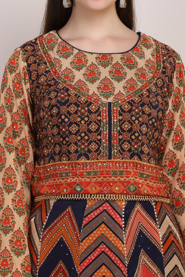 PRINTED LEHENGA WITH EMBELLISHMENTS AND BLOUSE