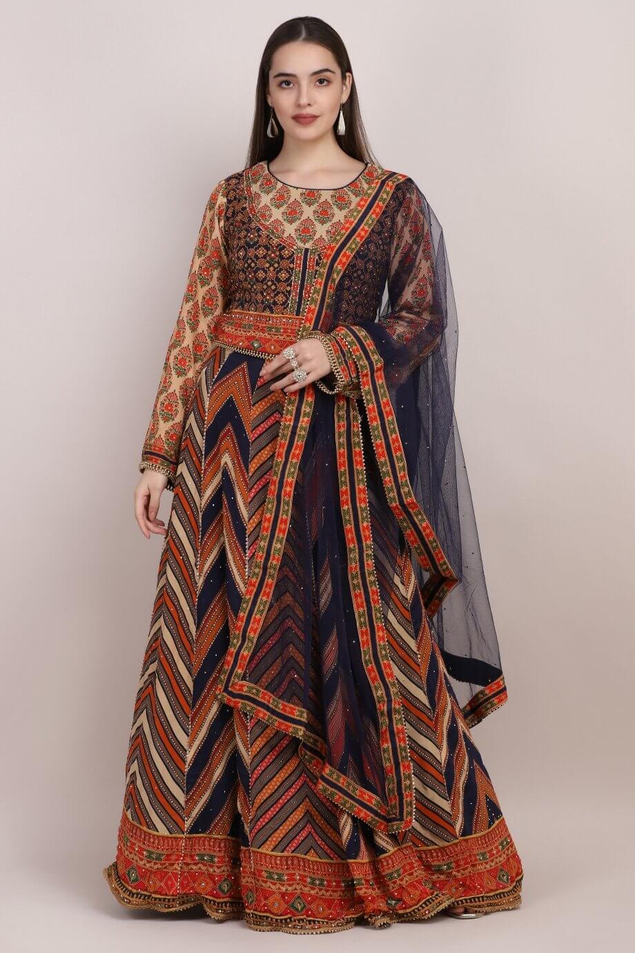 PRINTED LEHENGA WITH EMBELLISHMENTS AND BLOUSE