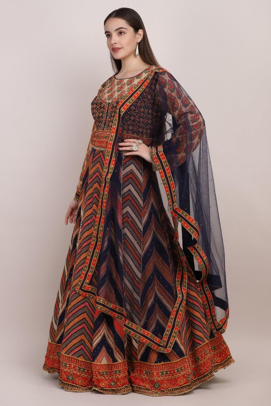 PRINTED LEHENGA WITH EMBELLISHMENTS AND BLOUSE