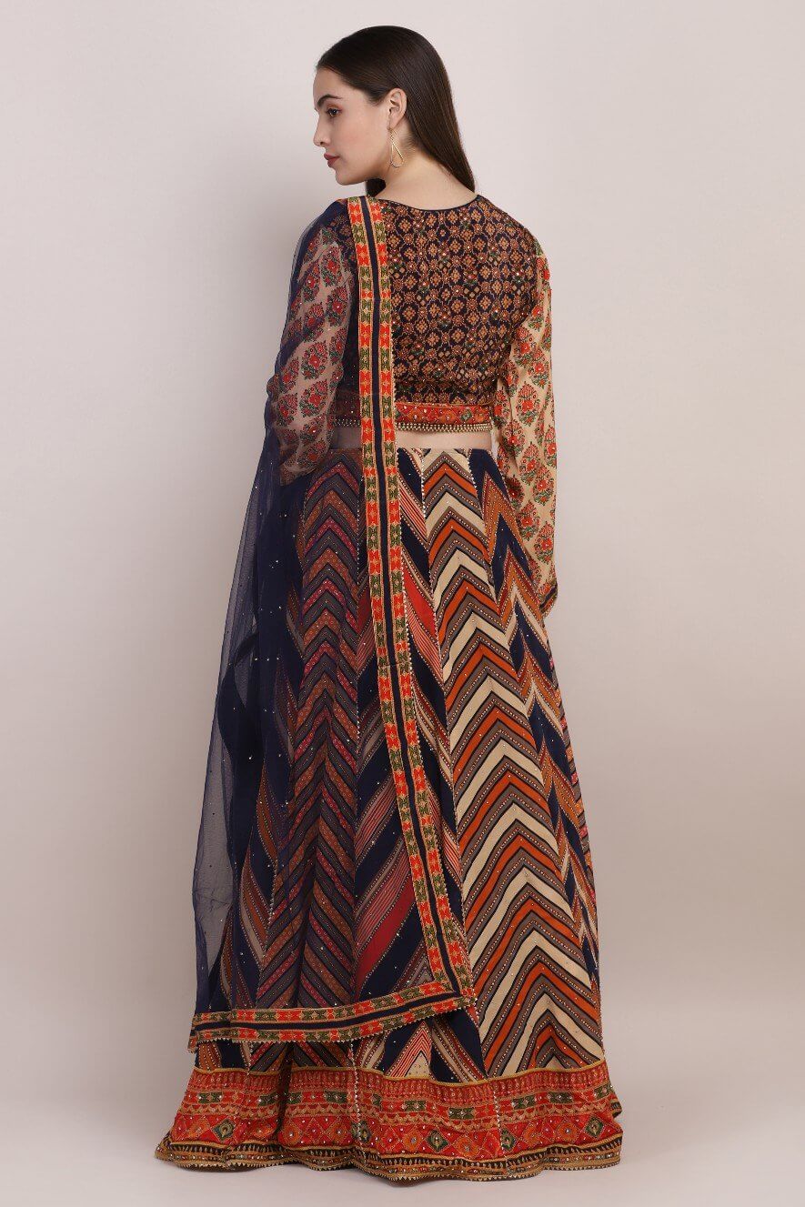 PRINTED LEHENGA WITH EMBELLISHMENTS AND BLOUSE